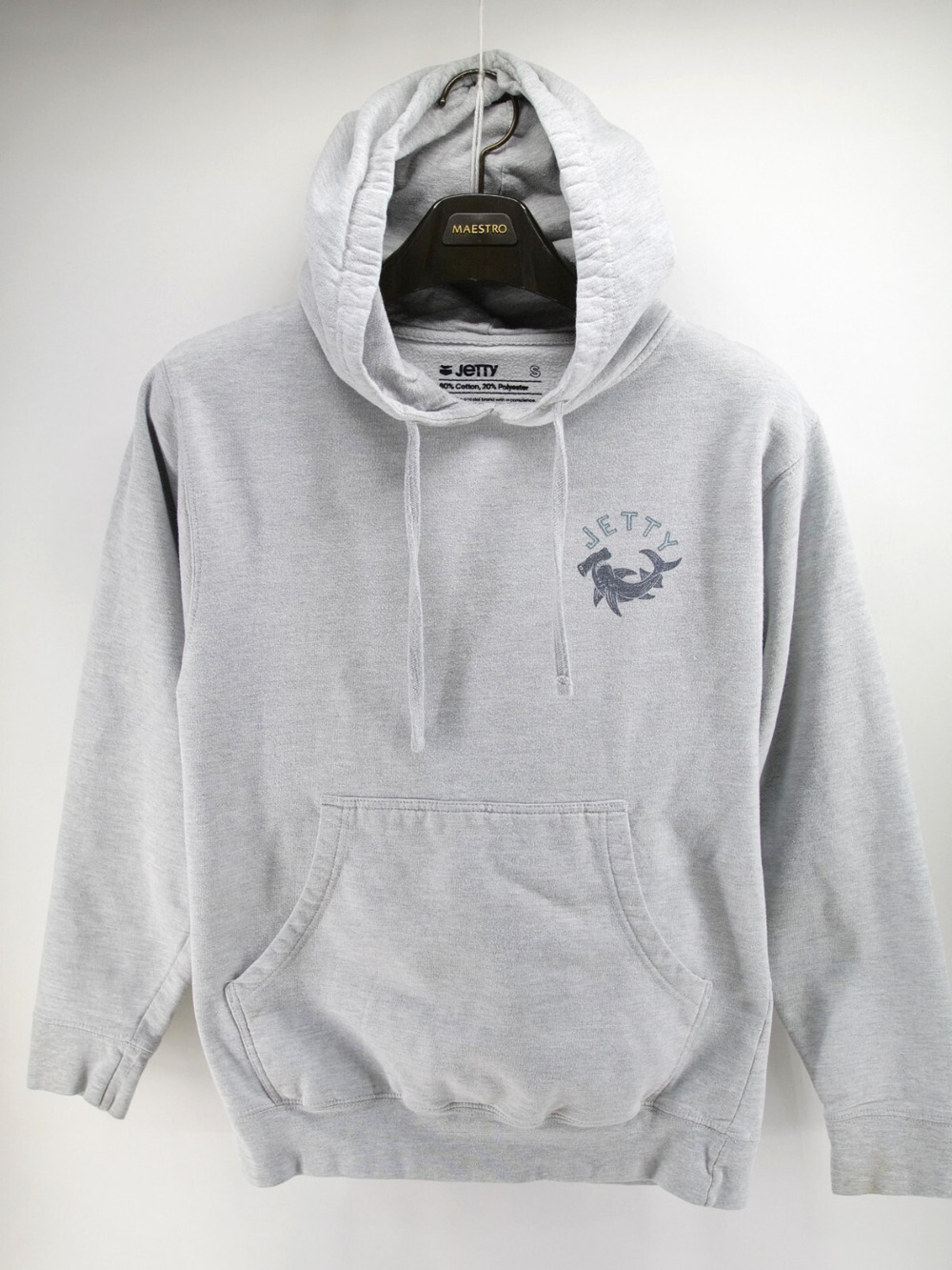 Jetty Hoodie Sweatshirt Men's‎ Small Gray Cotton Pocket Shark print